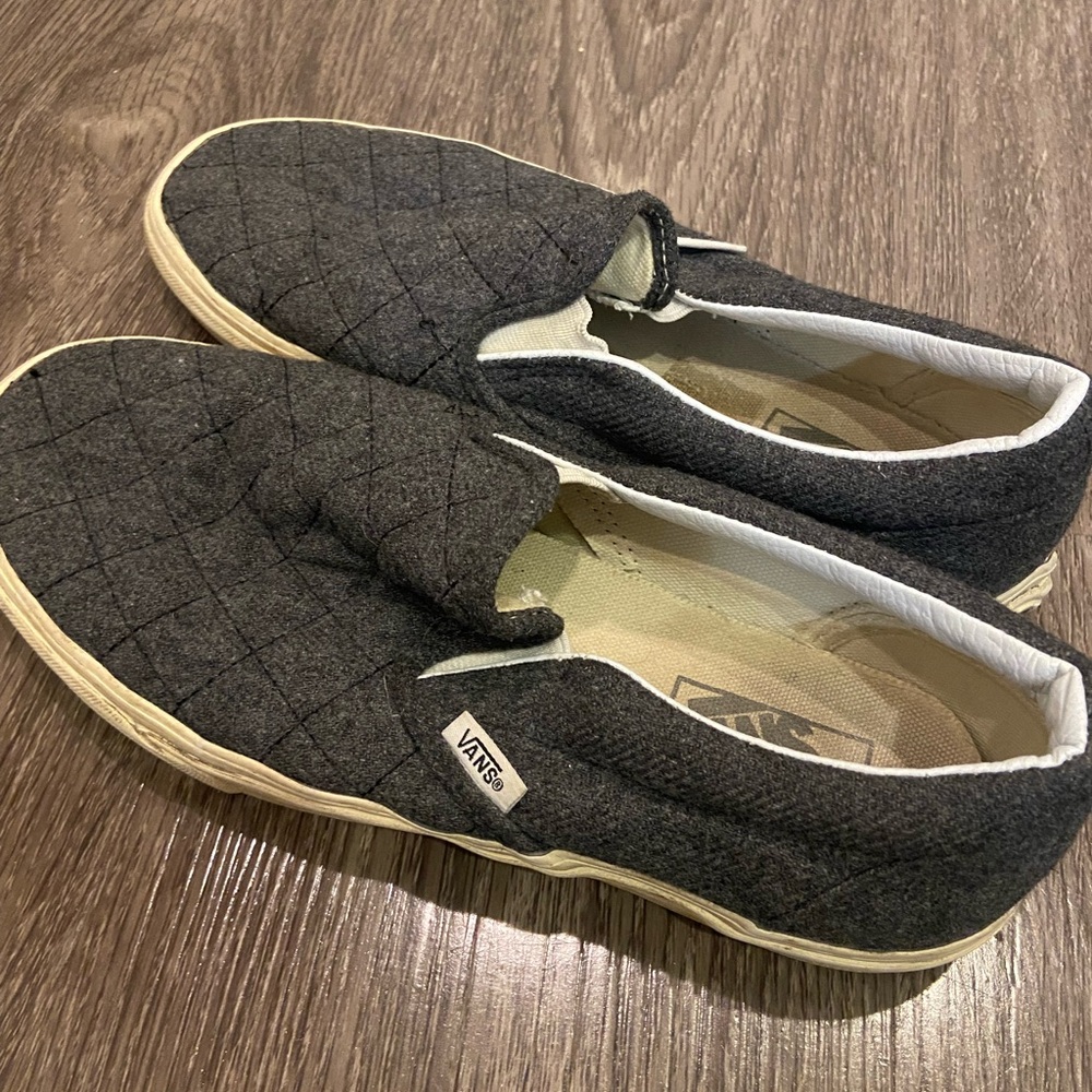 Grey Wool Quilted Vans Slip-Ons Men’s 8/Women’s 9.5